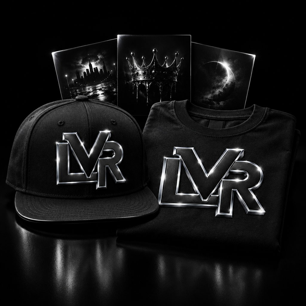 Black LVR membership kit with snapback hat and tee